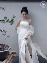 新品 未使用 レディース ウェディングドレス フォーマルドレス パーティードレス ロングウェディングドレス 結婚式 シンプル＆エレガントなチュールデザイン