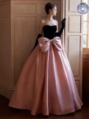 新品 未使用 レディース ウェディングドレス フォーマルドレス パーティードレス プリンセス気分 ロングドレス　パーティー用　大きなリボンの華やかスタイル