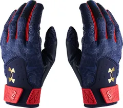 アンダーアーマー UNDER ARMOUR 野球 UA ハーパープロ バッティンググローブ メンズ 両手用 手袋 バッテ HARPER PRO BATTING GLOVES グリップ力 部活 クラブ  1 410 MIDNIGHTNAVY/RED
