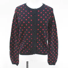 トゥービーバイアニエスベー To b. by agnes b. 水玉 ドット 長袖 カーディガン ニット Tu 紺系 ネイビー ボタン