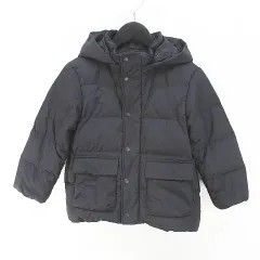 ユニクロ UNIQLO ダウンジャケット 110 黒系 ブラック ジップアップ ポケット 裏地 無地