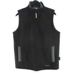 フェニックス PHENIX フリース ベスト ジャケット M 灰系 ダークグレー 切替 ジップアップ ロゴ 刺繍 裏地