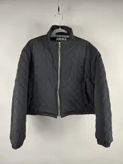 バオン F レディース オーバーサイズ キルティング ダウン ジップアップ ジャケット ブラック オーバーサイズ