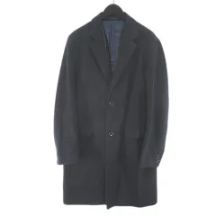 アーバンリサーチ URBAN RESEARCH チェスターコート ミドル丈 L 紺系 ネイビー ポケット 毛 ウール 裏地 無地