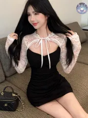 新品 未使用 レディース ウェディングドレス フォーマルドレス パーティードレス レース袖 タイトミニドレス パーティー仕様 あざと可愛いデザイン