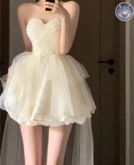 新品 未使用 レディース ウェディングドレス フォーマルドレス パーティードレス レースチュールミニドレス 可愛いパーティー用ベアドレス