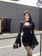 新品 未使用 レディース ウェディングドレス フォーマルドレス パーティードレス パーティーにぴったり レースベルスリーブミニドレス