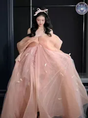 新品 未使用 レディース ウェディングドレス フォーマルドレス パーティードレス オフショルダーリボンドレス  チュール　パーティー用