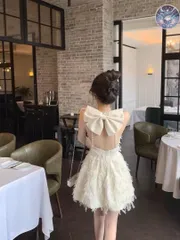 新品 未使用 レディース ウェディングドレス フォーマルドレス パーティードレス キュート Aラインミニドレス　背中大きく開いたデザイン　結婚式　パーティー