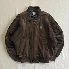 90s　vintage　ヴィンテージ古着　LYNX　中綿入り　フルジップアップ　襟付きブルゾン　短丈フライトジャケット　ボンバージャケット　異素材切り替え　ベロア×ニット生地　ワンポイントロゴ刺繍　ブラウン　M　Y2K　C-BOY　bomber jacket