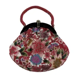 【美品】 和装バッグ 優品 ビーズバッグ フォーマル 草花 茜色 ビーズ 和装小物  【中古】