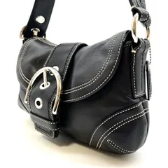 【良品】 Coach Soho Leather shoulderBag accessory porch Black belt ladies unisex コーチ ソーホー ショルダーバッグ