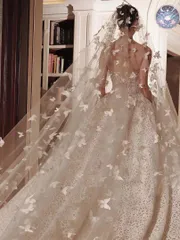 新品 未使用 レディース ウェディングドレス フォーマルドレス パーティードレス 美しいレースとパールが華やかさを演出 ウェディングベール レース パール