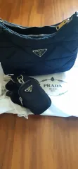 正規品) PRADA プラダ キルティング HOBO BAG + ポーチ セット ブラック
