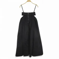 メゾンスペシャル MAISON SPECIAL 2way キャミソール ワンピース パッファー フレアスカート ロング丈 中綿 FREE 黒系 ブラック 光沢 裏地