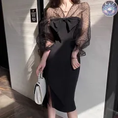 新品 未使用 レディース ウェディングドレス フォーマルドレス パーティードレス ドットチュール袖 胸元リボン付き ひざ丈ドレス