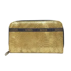 LESPORTSAC(レスポートサック) 長財布 - ゴールド 型押し加工/ラウンドファスナー/コーティング加工