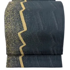 【美品】 袋帯 秀品 幾何学 銀通し 緑 全通 正絹 【中古】