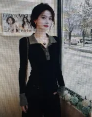 (海外配送)バイカラー KALA長袖 Tシャツ ブラック & グレー