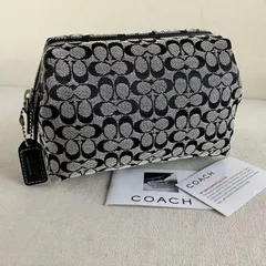 Coach Vintage Black Signature Canvas Leather Pouch Bag Purse y2k