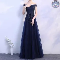 新品 未使用 レディース ウェディングドレス フォーマルドレス パーティードレス お花のデザインがオシャレなオフショルのチュール ロングドレス