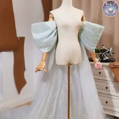 新品 未使用 レディース ウェディングドレス フォーマルドレス パーティードレス トレーンがゴージャスでフリルがオシャレなロングショール