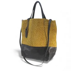 マルコマージ MARCO MASI カゴトートバッグ ハンド ショルダー 2WAY バイカラー ブラウン 茶系 カゴ素材×レザー イタリア製