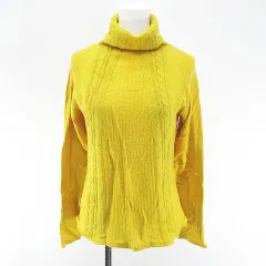 マーロ malo 長袖 ニット セーター タートルネック 4k2 黄 イエロー系 ケーブル編み リブ