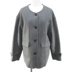 フリークスストア FREAKS STORE ノーカラー モッサコート ジャケット ミディアム丈 F 灰系 グレー ポケット 無地 1151248900171