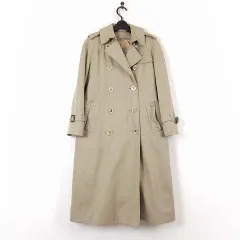 アクアスキュータム AQUASCUTUM 英国製 90’S ヴィンテージ コート トレンチコート ロング ウール ライナー付 M ベージュ 裏チェック柄