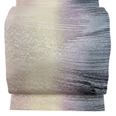 【美品】 袋帯 秀品 幾何学模様 銀通し ベージュ 全通 正絹 【中古】