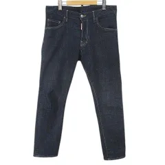 ディースクエアード DSQUARED2 SKATER JEAN S74LB0563 S30665 ロング丈 デニムパンツ ジーンズ 46 青系 インディゴブルー ボタンフライ 牛革 ストレッチ イタリア製
