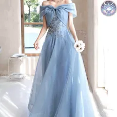 新品 未使用 レディース ウェディングドレス フォーマルドレス パーティードレス 小花柄の様なデザインにリボンのオフショルが可愛い ドレス