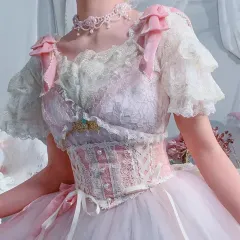 ロリータ 背広 スーツ レイ 羊 レース コルセット ピンク Classic ヒメ系