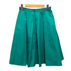 クミキョク 組曲 KUMIKYOKU スカート フレア Aライン タック 無地 ひざ丈 2 緑 グリーン