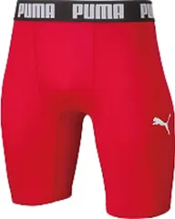 プーマ PUMA サッカー コンプレッション ジュニアショートタイツ キッズ 小学生 インナー スパッツ ウェア 練習 トレーニング クラブ 部活 吸水速乾 ワンポイント ロゴ ショーツ  656334 01 プーマ レッド×プーマ