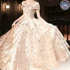新品 未使用 レディース ウェディングドレス フォーマルドレス パーティードレス オシャレで美しい花柄生地のオフショル イブニングドレス