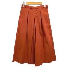 ザラ トラファルック ZARA Trafaluc パンツ ワイド ストレッチ タック クロップド丈 無地 S 赤 朱色 レッド