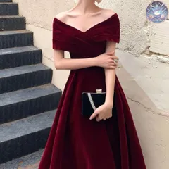 新品 未使用 レディース ウェディングドレス フォーマルドレス パーティードレス シンプルオシャレなベロア生地のオフショル イブニングドレス