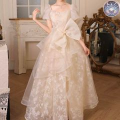 即日発送】【フォロー割】シャンパン色のイブニングドレス♡パール