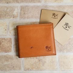 未使用 イルビゾンテ 格子柄チェック 牛革 ラウンドウォレット 長財布 