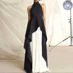 新品 未使用 レディース ウェディングドレス フォーマルドレス パーティードレス オシャレなデザイン バイカラー ホルターネックロングドレス