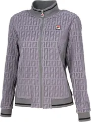 フィラ FILA テニス トラックジャケット レディース ウィメンズ 女性 大人 長袖 アウター 上着 ジャージ トップス ウェア ロゴ ベロアジャガード リッチ ウォーム感 部活動  EL0249 08Z ブラック