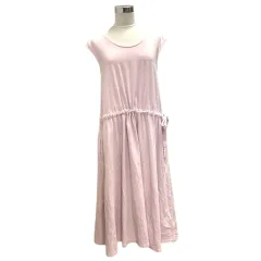 コス COS ワンピース ノースリーブ フレア ストレッチ ロング丈 無地 XS ピンク