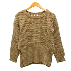 プラステ PLST ニット セーター クルーネック ウール混 モヘア混 サイドスリット 長袖 2 ベージュ