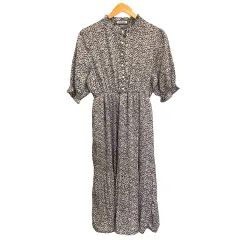 オリーブデオリーブ OLIVE des OLIVE ワンピース シフォン フレア プリーツ ロング丈 半袖 小花柄 M マルチカラー