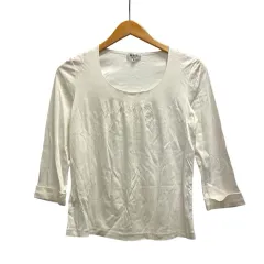 自由区 オンワード樫山 カットソー 長袖 クルーネック 無地 コットン混 238-5.CKK.WM.KM.6351 38 白 オフホワイト