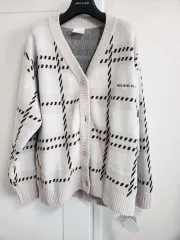 新品 ジェラートピケ CHECK ウール カーディガン