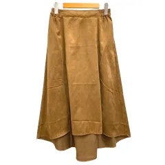 アースミュージック&エコロジー EARTH MUSIC & ECOLOGY スカート フレア ロング ベロア調 無地 F 茶 ブラウン