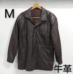 ks57◆カーコート  vintage  (M) レザージャケット  牛革 メンズ ブラウン 腰ひも有り 日本製